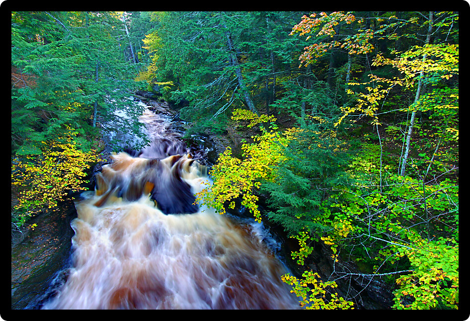 River rapids on the Presque Isle River at Porcupine Mountains State Park in Michigan.