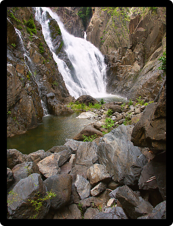 View of the spectacular Barron Falls at Barron Gorge National Park in Queensland Australia.