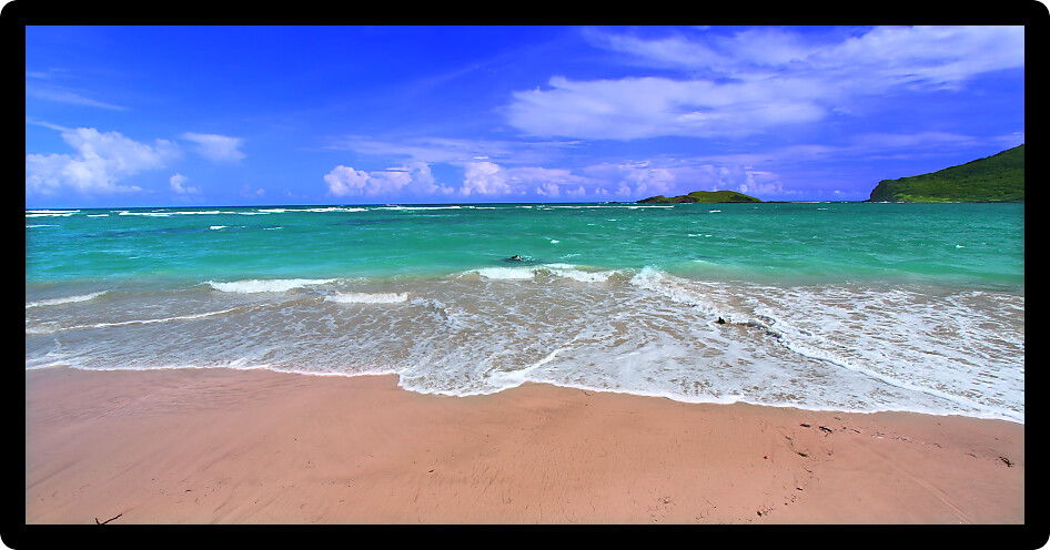 Relaxing beautiful beach on the Caribbean island of Saint Lucia.