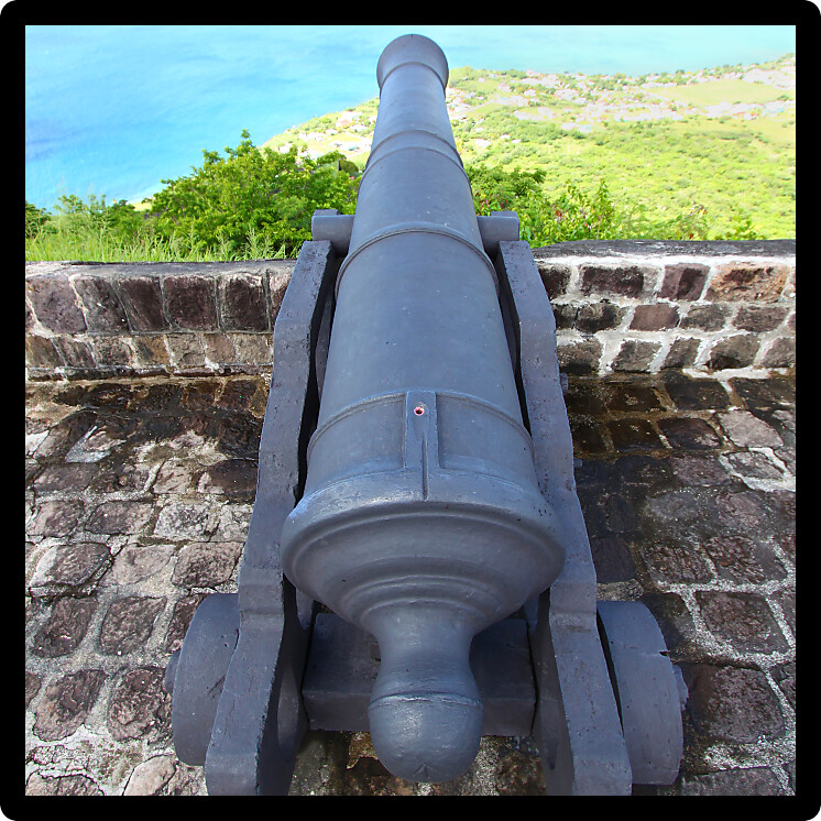 Old cannon at Brimstone Hill Fortress National Park on Saint Kitts.