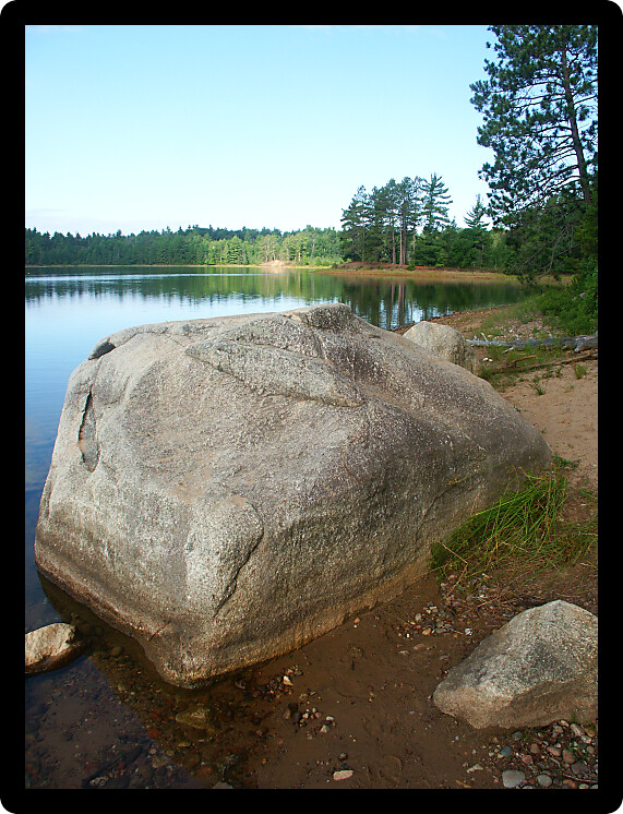 Big rock at Buffalo Lake in the northwoods of Wisconsin.