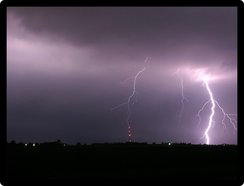 Lightning streaks through the sky from a summer thunderstorm in Illinois.