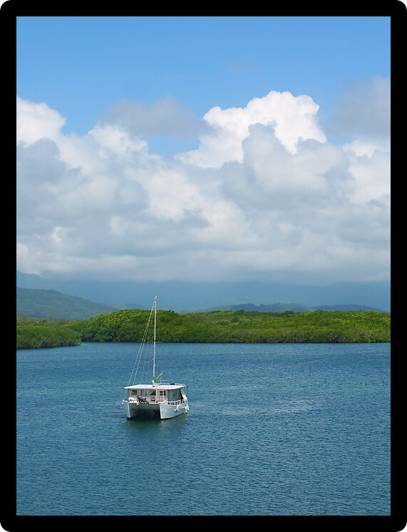 Tropical view along the coast of Port Douglas in Queensland Australia.