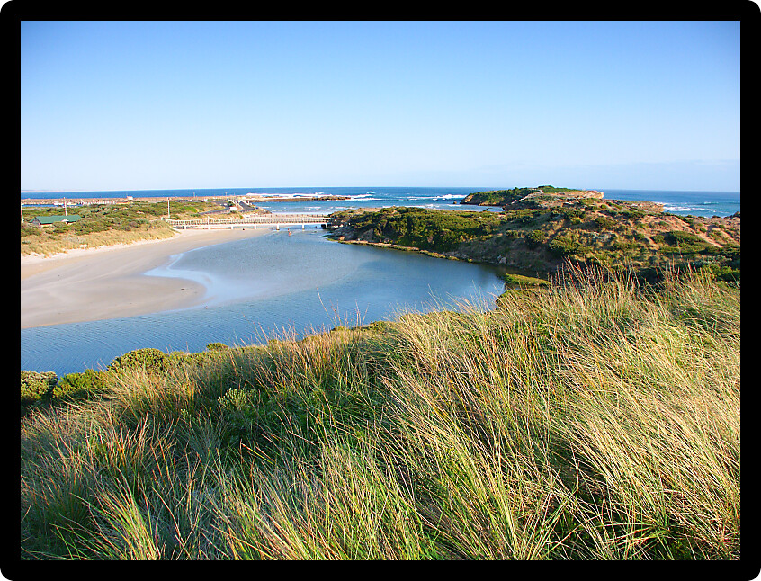 Mouth of the Hopkins River in southern Australia near Warrnambool Victoria.