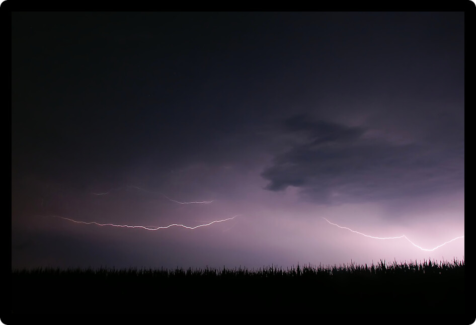 Lightning streaks through the sky from a summer thunderstorm in Illinois.