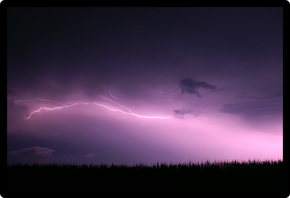 Lightning streaks through the sky from a summer thunderstorm in Illinois.
