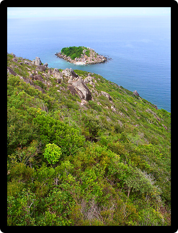 View of Little Fitzroy Island from Fitzroy Island in Queensland Australia.