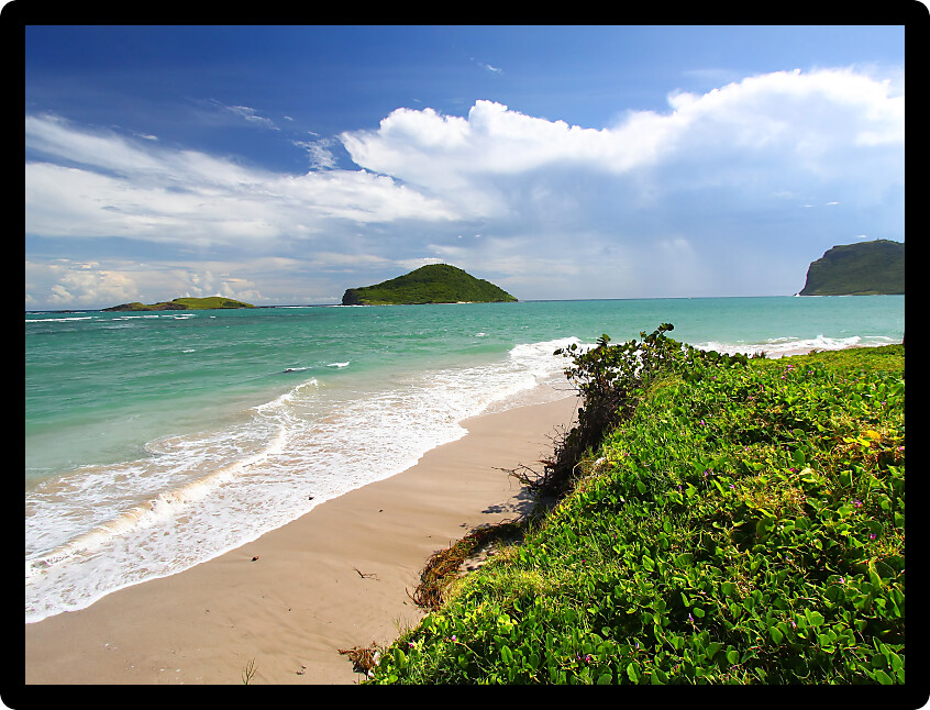 Beach scenery on the Caribbean island of Saint Lucia.