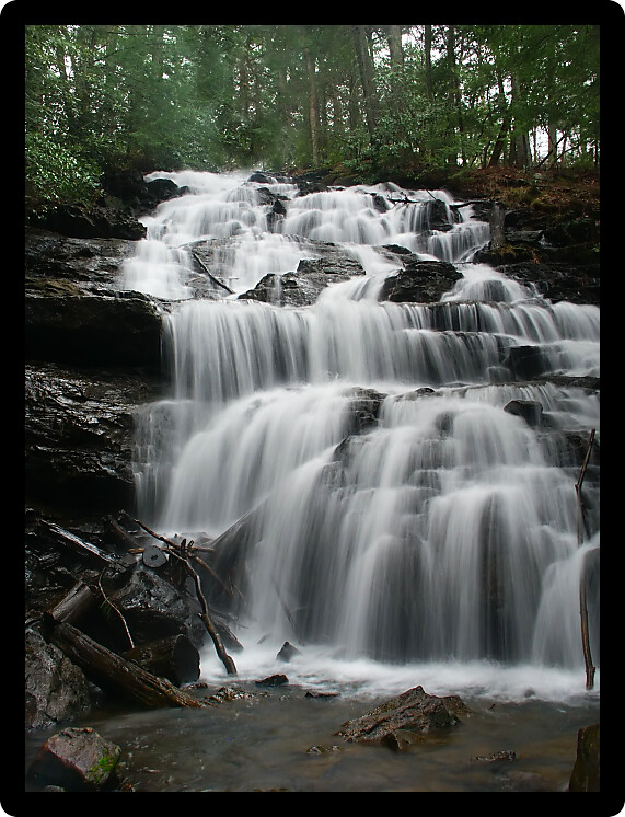 Cascading Lake Trahlyta Falls at Vogel State Park in northern Georgia.