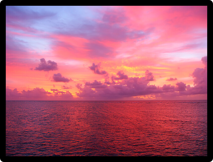 Sunset over the Pacific Ocean off Queensland Australia