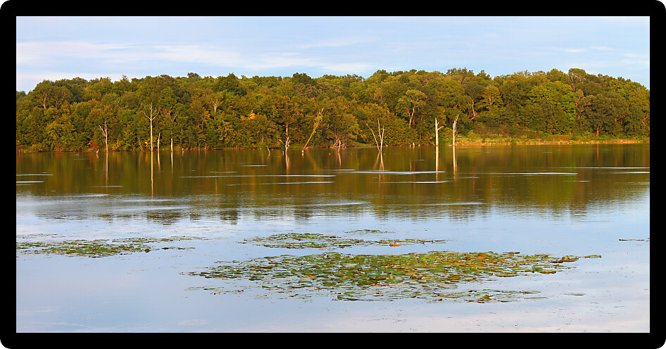 Calm summer evening on Shabbona Lake in northern Illinois.