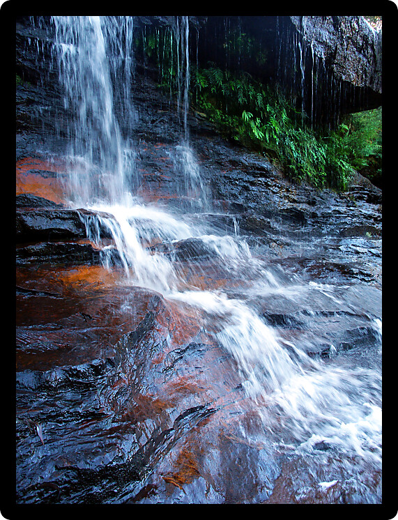 Tranquil waterfall in the Blue Mountains of New South Wales in Australia.