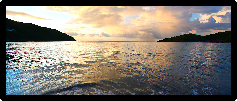 Evening sets in over Brewers Bay on Tortola British Virgin Islands.