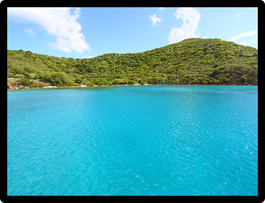 View of the Caribbean coastline of Norman Island British Virgin Islands.