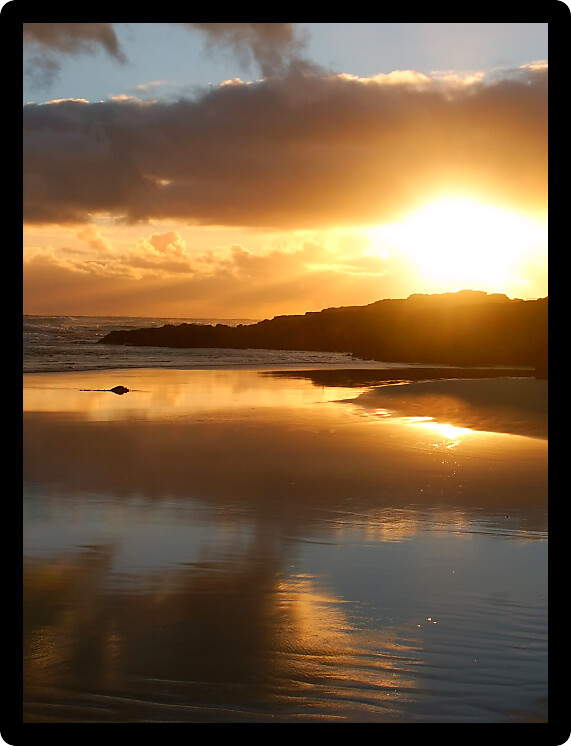 Amazing sunset where the Merri River empties into the sea at Warrnambool Australia.