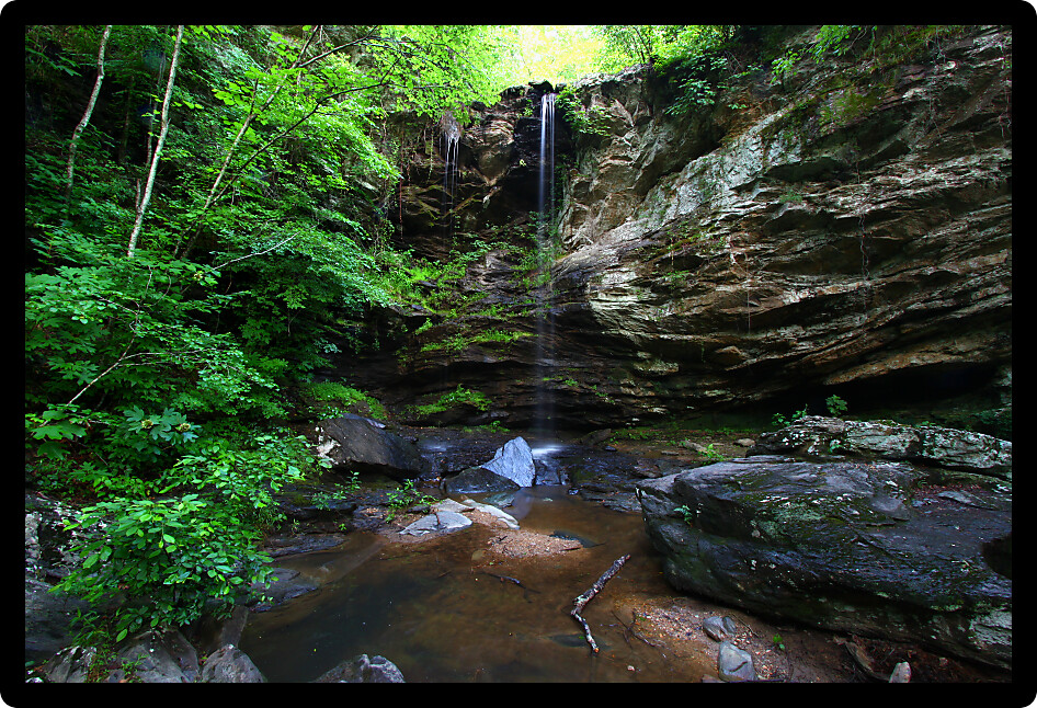Waterfall flows through the wilderness of the Talladega National Forest in Alabama.
