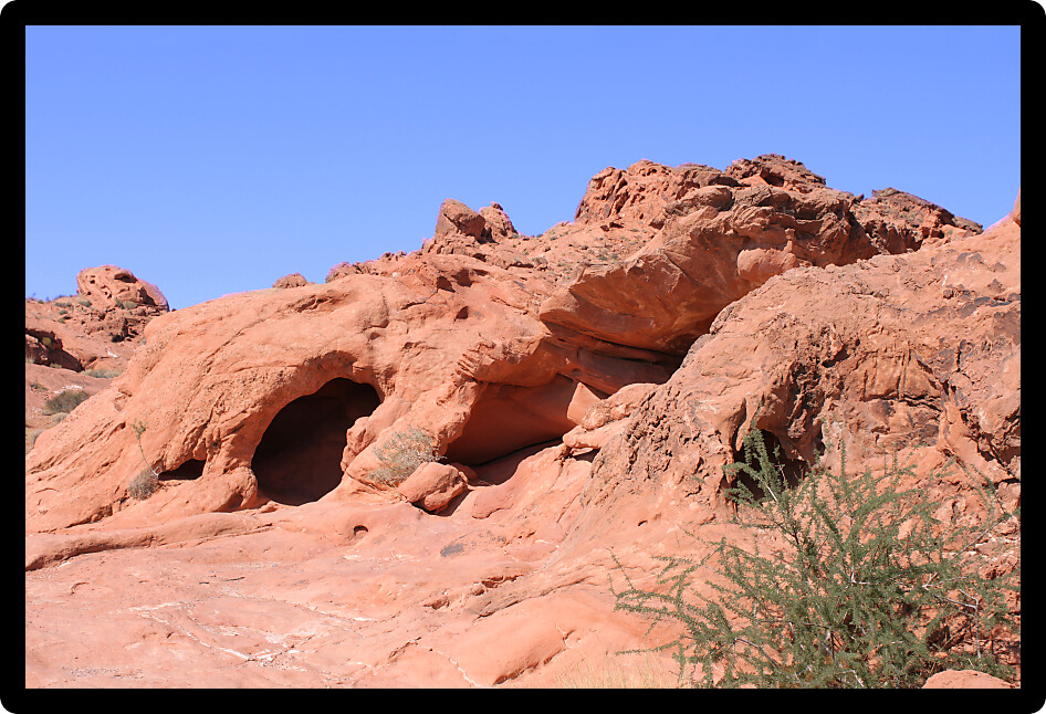 Opening to a small cave at Valley of Fire State Park in Nevada.