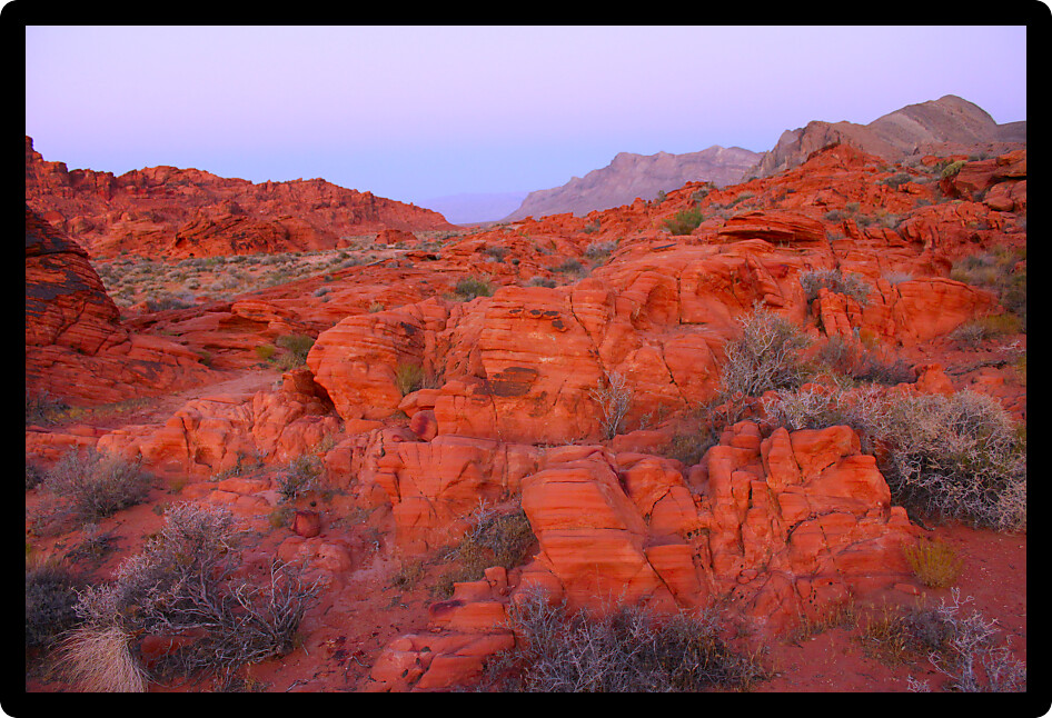 Blazing red rock formations at Valley of Fire State Park in Nevada.