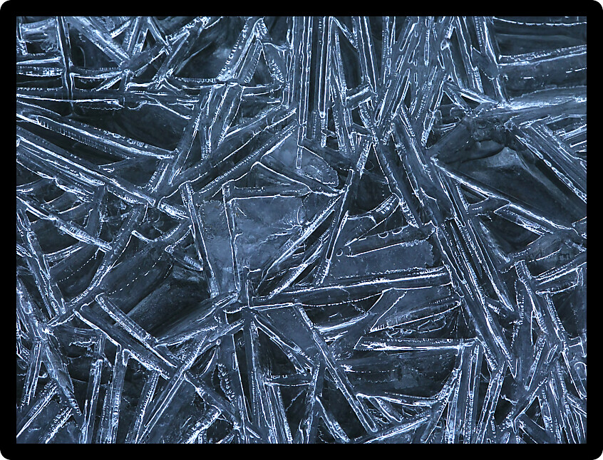 Beautiful ice patterns formed along a creek.