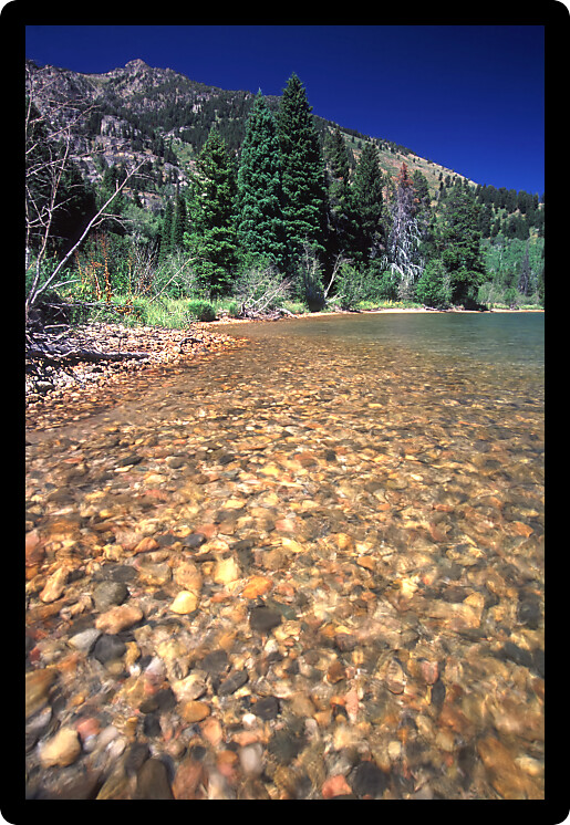 Calm day at Phelps Lake in Grand Teton National Park Wyoming.