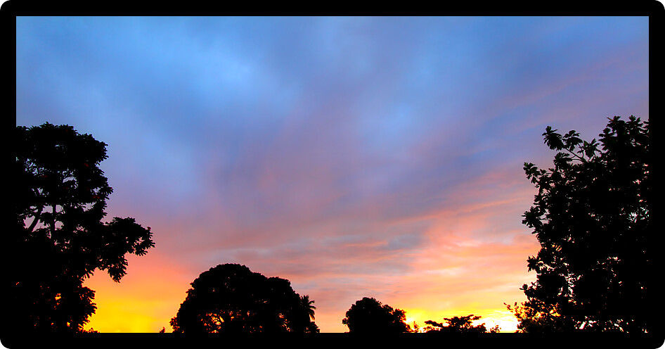 Beautiful Caribbean sunset on the west coast of Puerto Rico.
