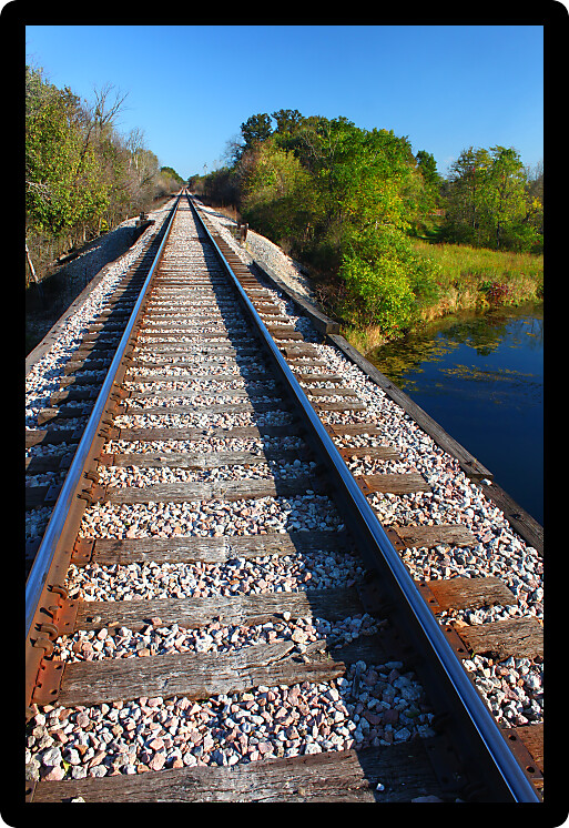 Railroad tracks go on for miles in northern Illinois.