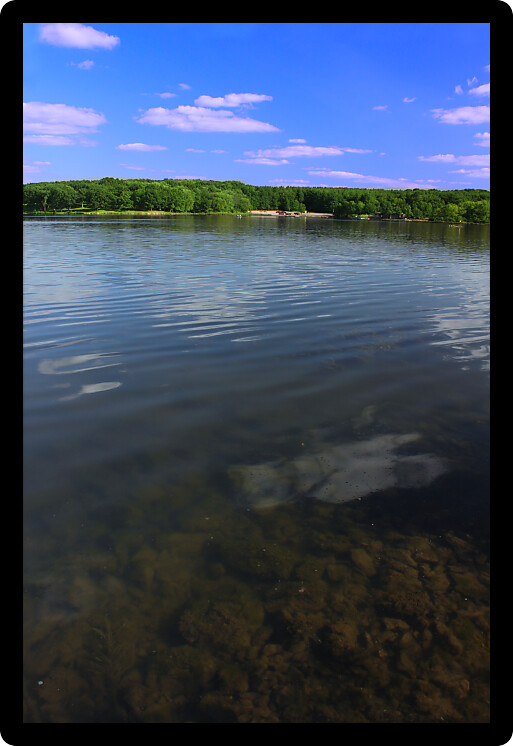 View of Pierce Lake at Rock Cut State Park in northern Illinois.