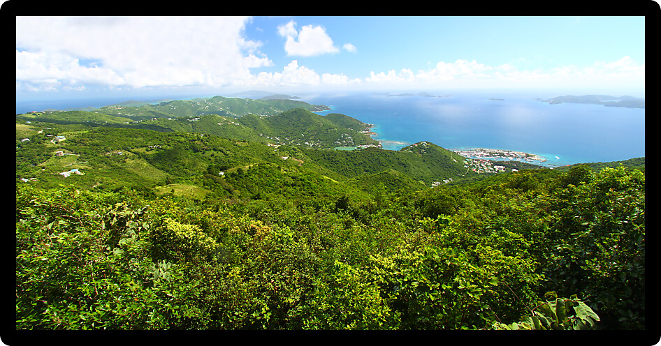 View of Tortola from Sage Mountain National Park in the British Virgin Islands.