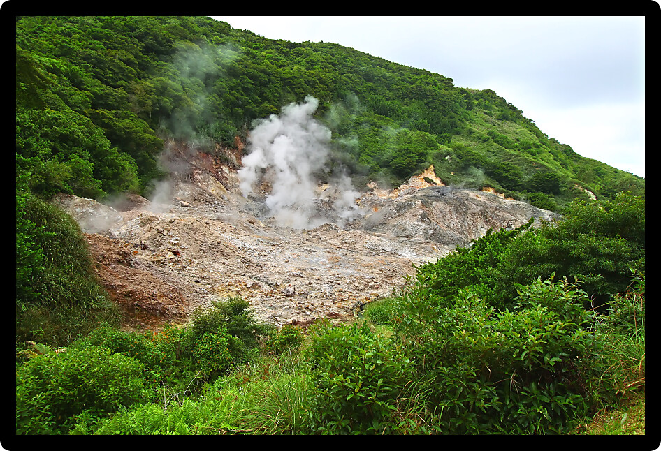 View of the Sulphur Springs Drive-in Volcano near Soufriere in Saint Lucia.