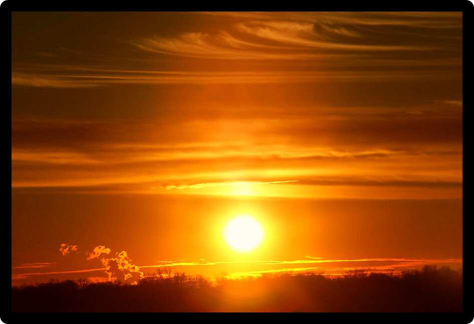 Blazing sunset in the prairie of northern Illinois.