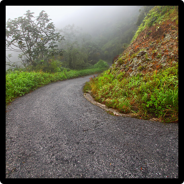 Winding road leading to Cerro de Punta the highest elevation of Puerto Rico.