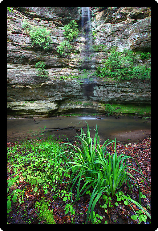 Spring rains create a waterfall in Hidden Canyon of Starved Rock State Park in Illinois.