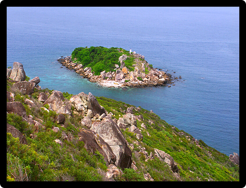 View of Little Fitzroy Island from Fitzroy Island in Queensland Australia.