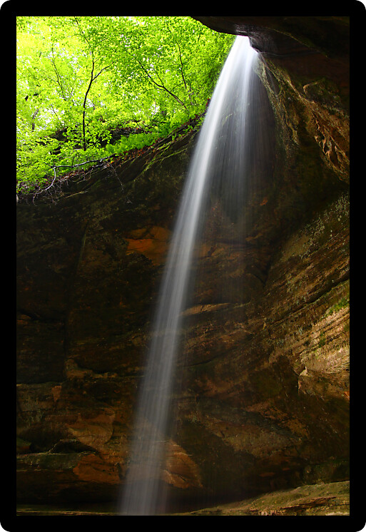 Water flows over beautiful Owl Canyon Falls at Starved Rock State Park of Illinois.