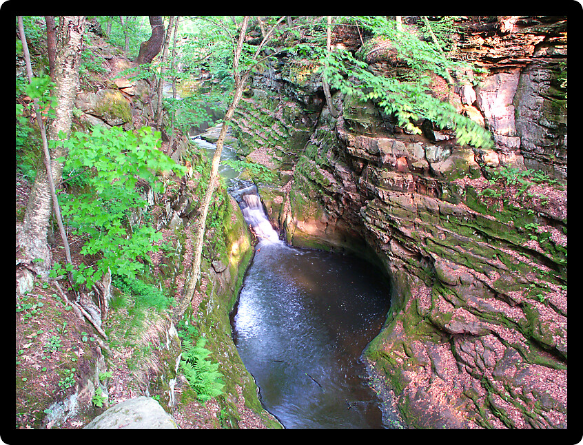 Waterfall running through Pewits Nest State Natural Area near the Wisconsin Dells.
