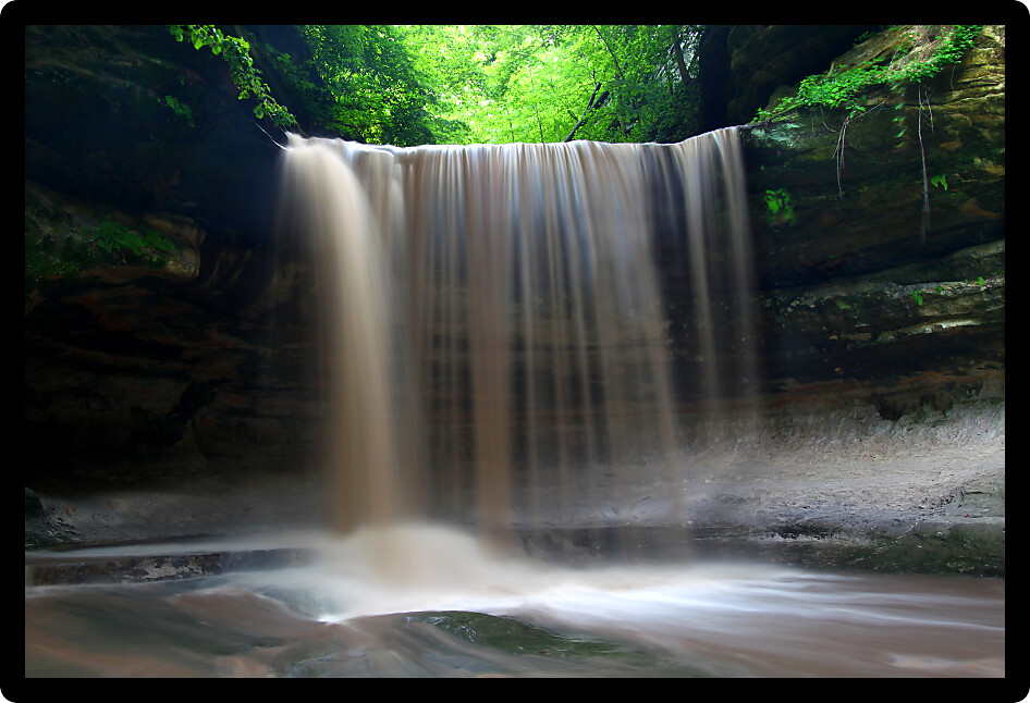Spring rains create a beautiful scene at Lasalle Falls of Starved Rock State Park in central Illinois.