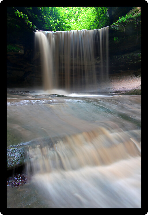 Spring rains create a beautiful scene at Lasalle Falls of Starved Rock State Park in central Illinois.