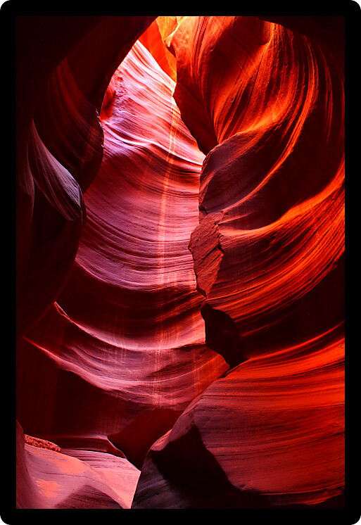 Vivid red colors of Antelope Canyon in southwest United States.