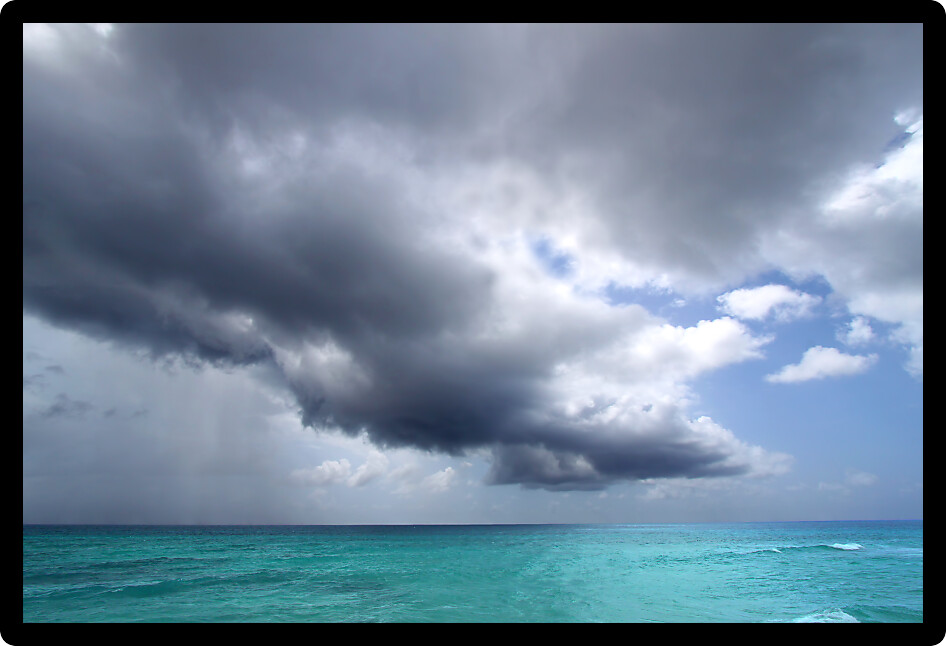 View of the storm clouds forming over Atlantic Ocean from the Caribbean island of Barbados.