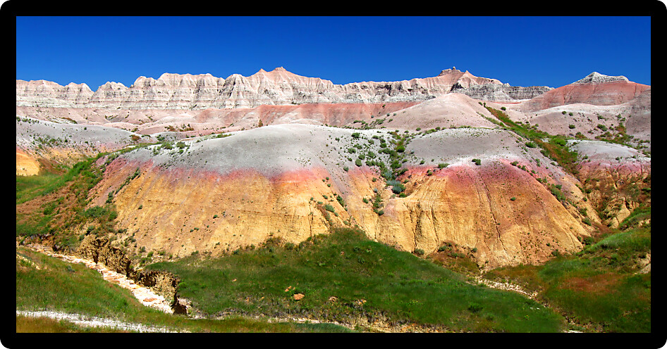 Dried and parched ground of Badlands National Park in South Dakota.