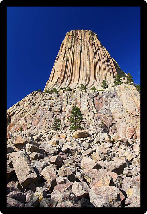 Huge boulders surround Devils Tower National Monument of northeastern Wyoming.