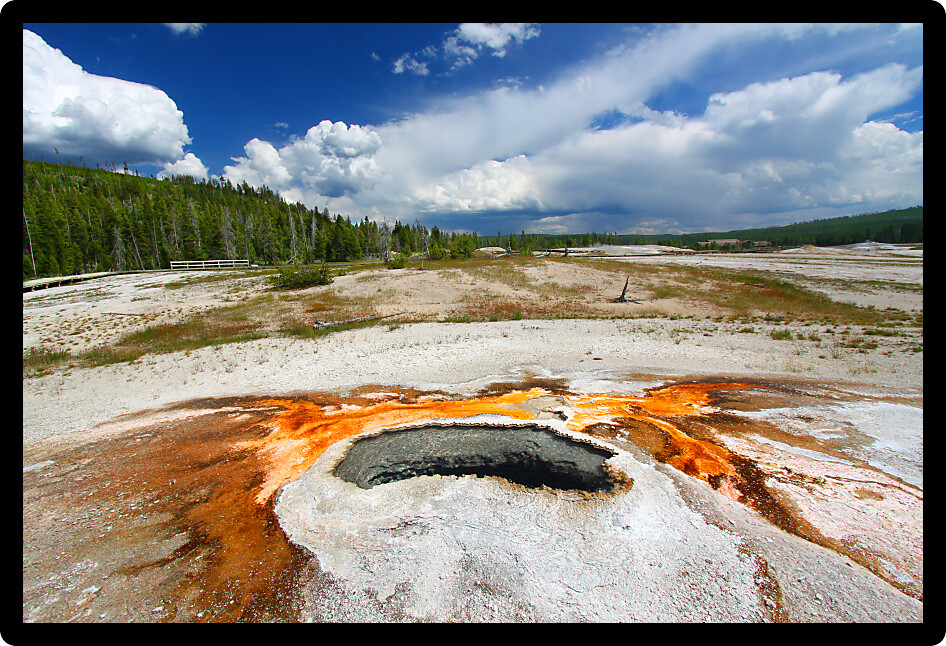 Beautiful colors of Ear Spring in Yellowstone National Park of Wyoming.