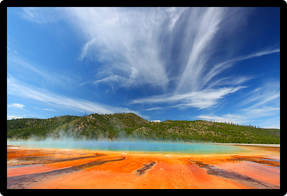Vivid colors of Grand Prismatic Spring in Yellowstone National Park.