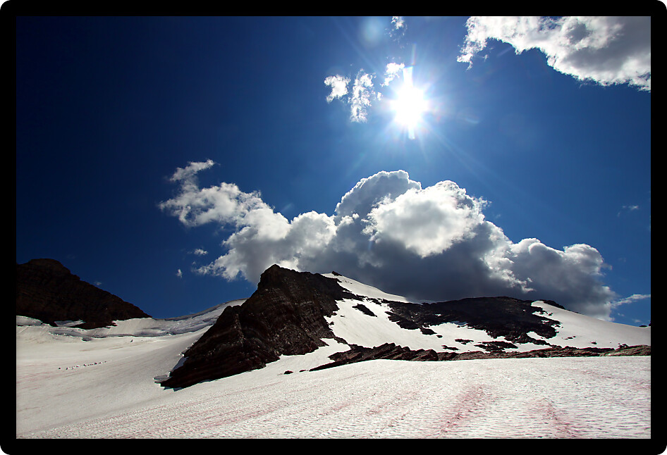 Magnificent mountain scenery near Sperry Glacier in Glacier National Park USA.