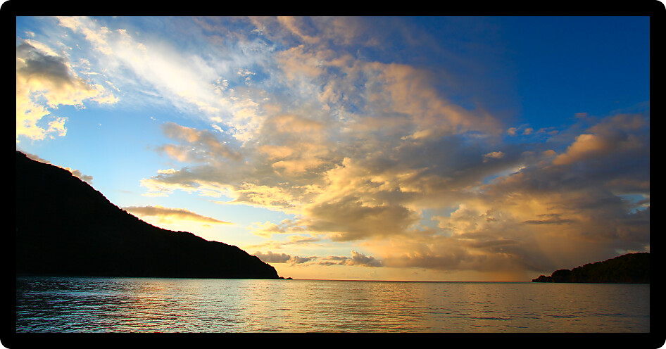 Sunset at Brewers Bay on Tortola of British Virgin Islands.