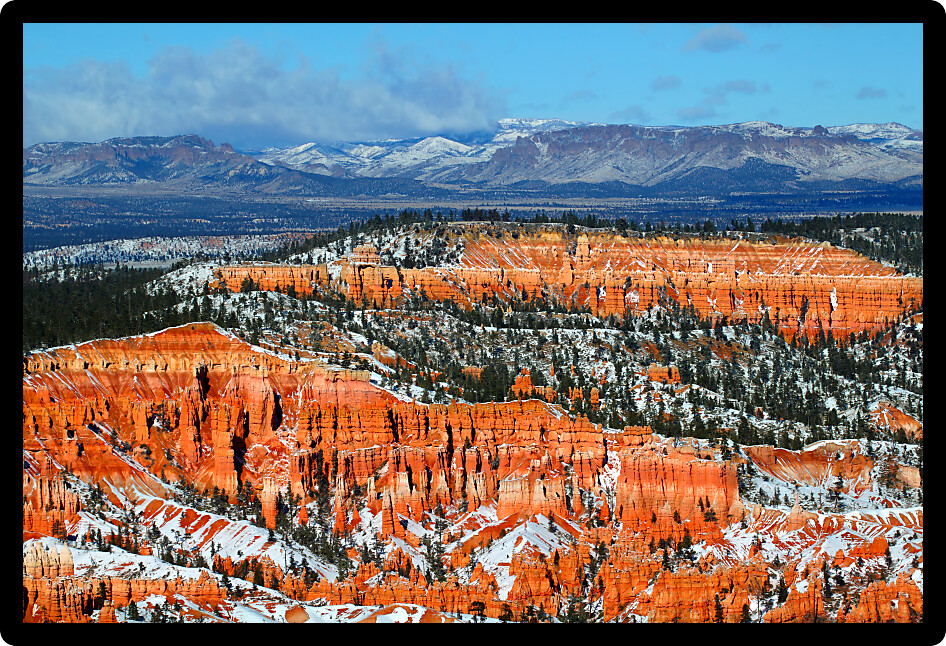 Beautiful winter landscape of Bryce Canyon National Park in Utah.