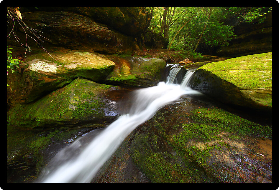 Beautiful scenery of Lower Caney Creek Falls in the Bankhead National Forest of Alabama.