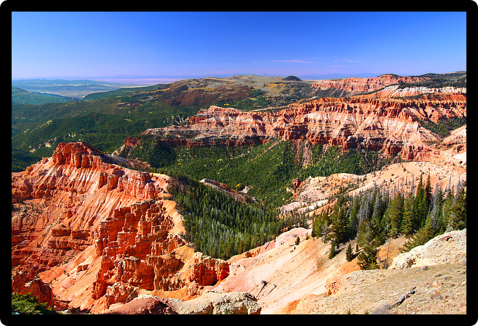 View of rock formations from Chessman Ridge of Cedar Breaks National Monument Utah.