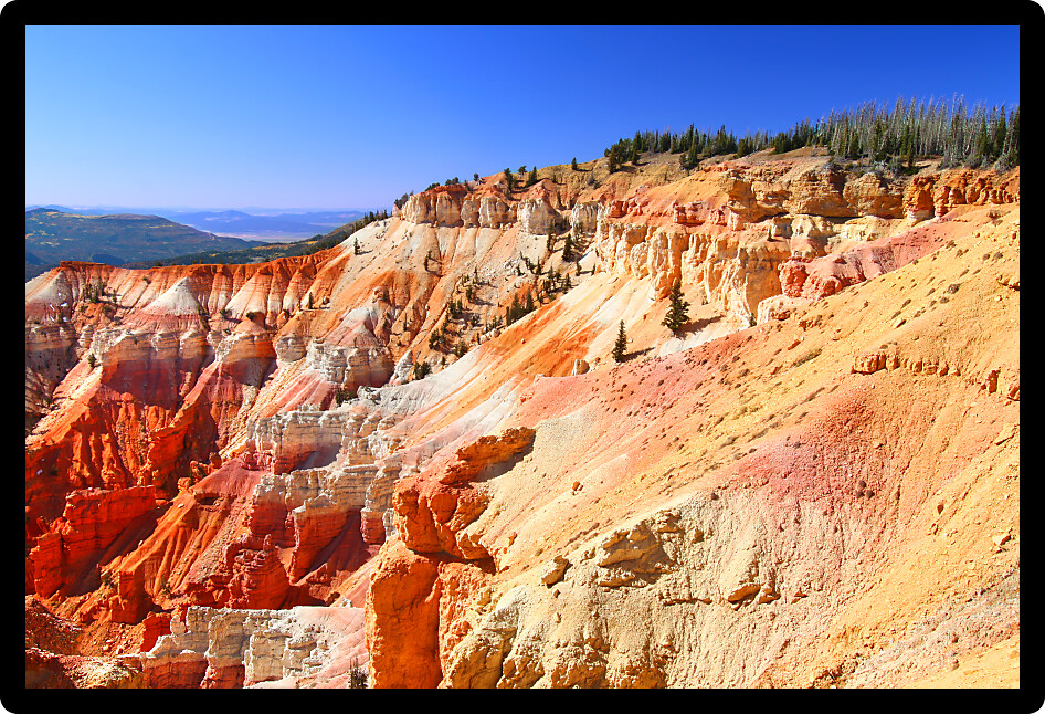 Steep cliffs seen from North View of Cedar Breaks National Monument in Utah.