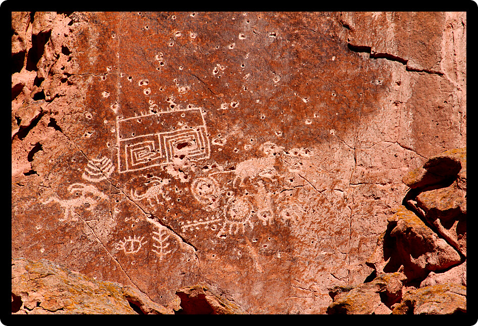Petroglyphs adorn the cliff walls of Fremont Indian State Park in Utah.